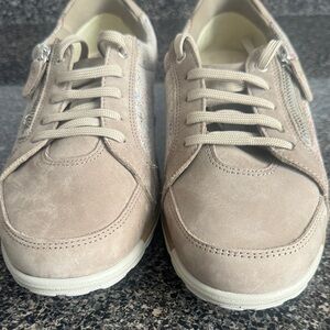 Women’s CosyFeet  Taupe Suede Sneakers with Side Zipper